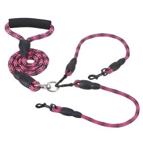 Double Dogs Leash No-Tangle Dogs Lead Reflective Dogs Walking Leash w/ Swivel Coupler Padded Handle (Color: RoseRed) Double Dogs Leash No-Tangle Dogs Lead Reflective Dogs Walking Leash w/ Swivel Coupler Padded Handle (Color: RoseRed)